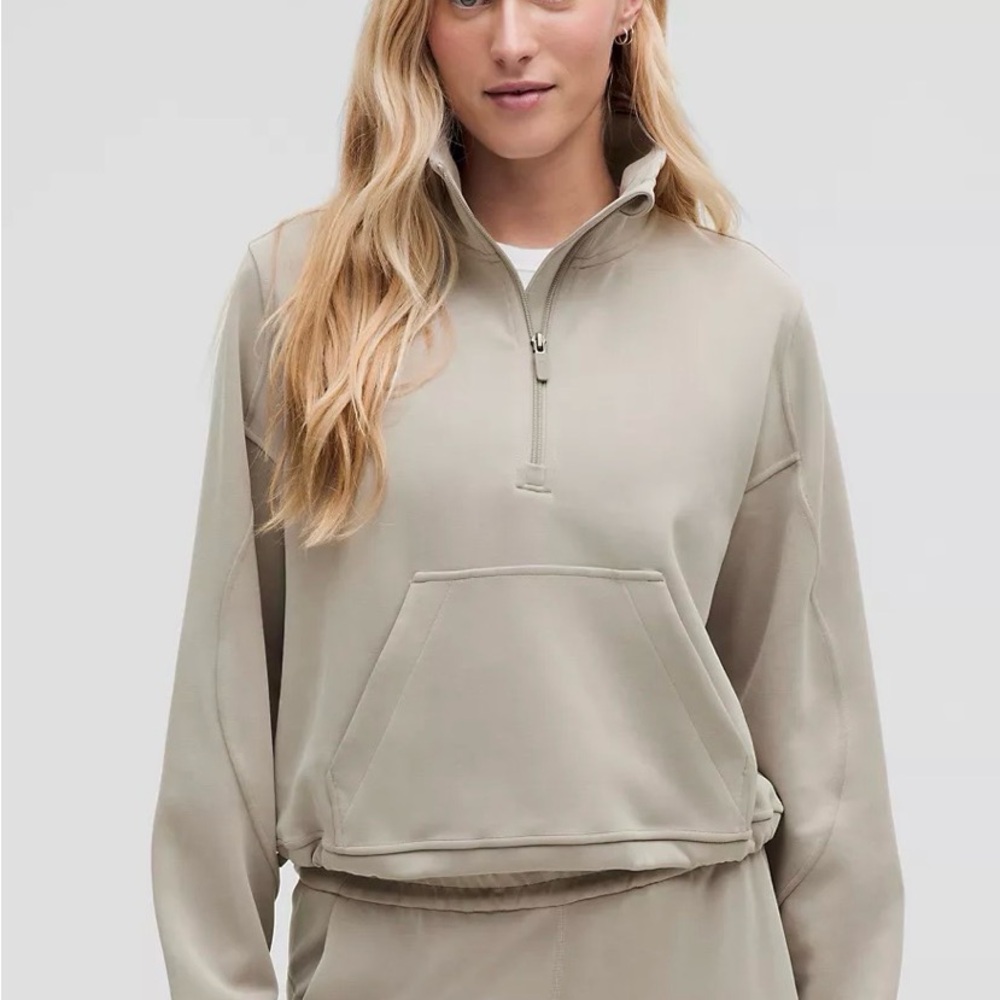 lululemon athletica Brushed Softstreme Half Zip in Riverstone
